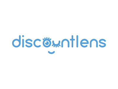 Discountlens Logo Redesign blue contact lens contact lenses eye lens logo redesign smiley type typography whimsical wink