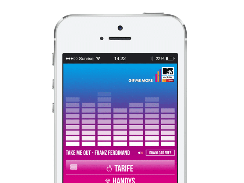 MTV Equalizer - High Bounce Rate Solution equalizer gradient interaction iphone mobile mobile first mtv mtv mobile music song web