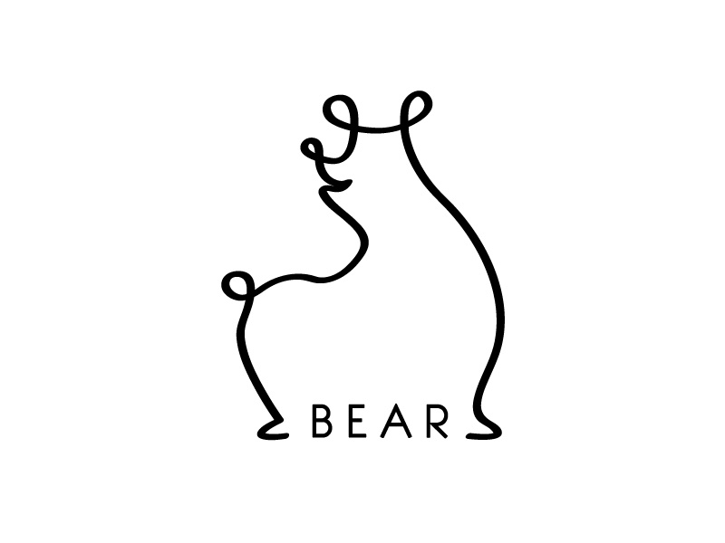 Bear animal logo line weight line quality illustrator continuous line one line illustration line drawing bear drawing