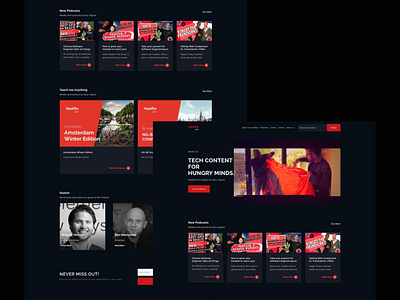 Hackflix Podcasts for developers branding dark mode developer podcast streaming ui ux