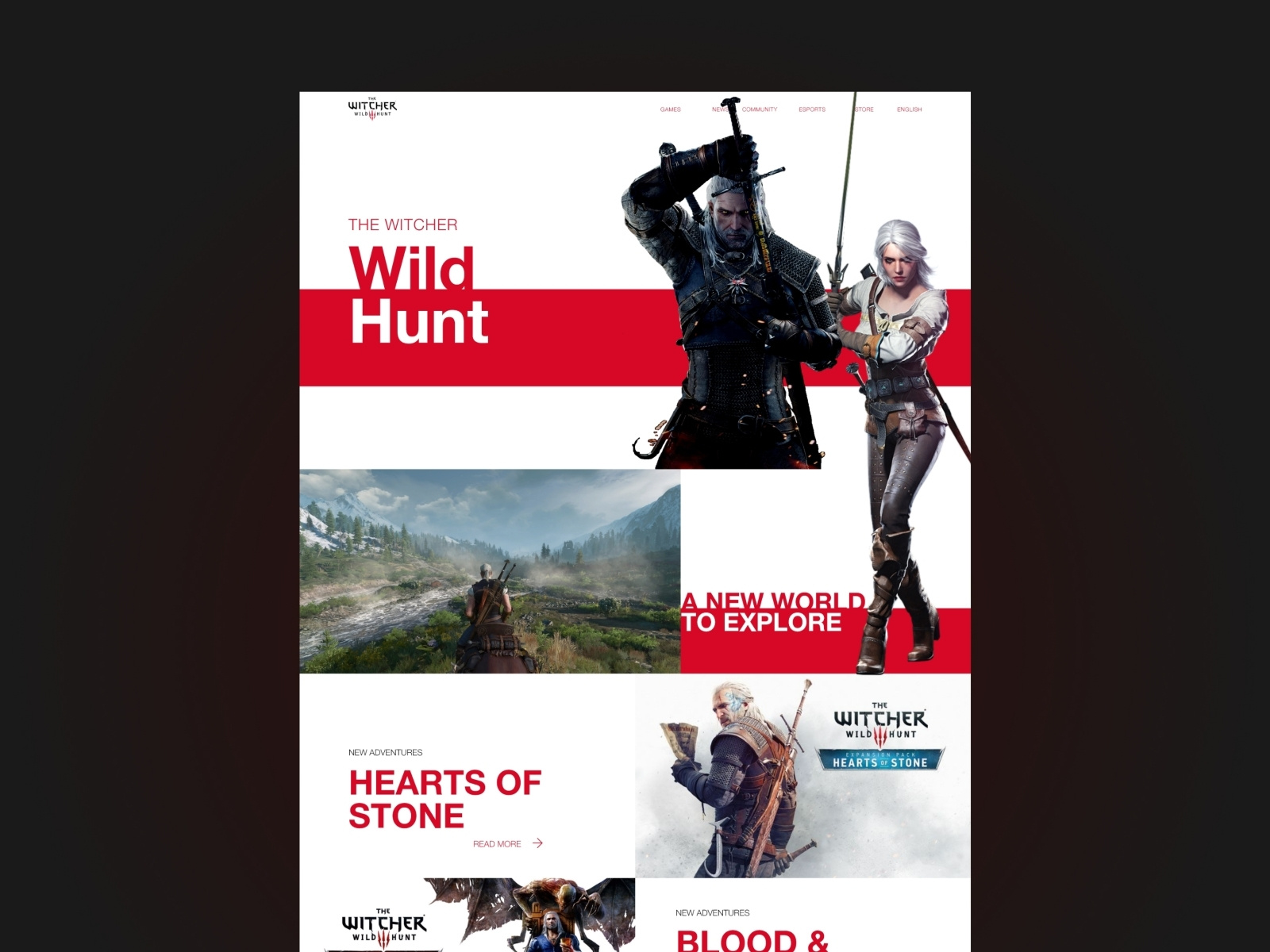 The witcher wild hunt website design by Achraf Garai on Dribbble