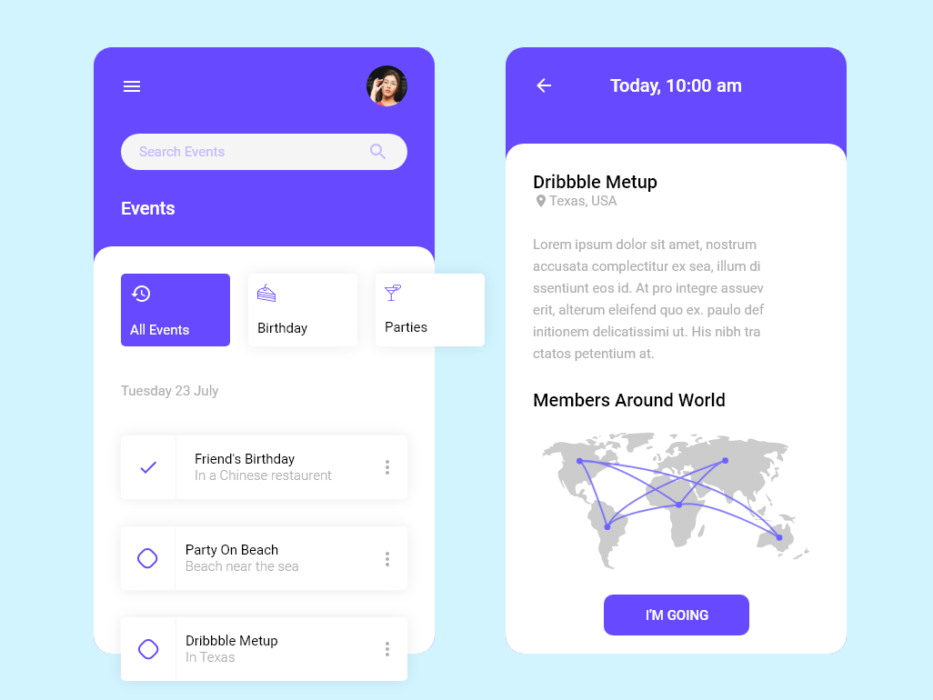 Events App UI by UI Ninja on Dribbble