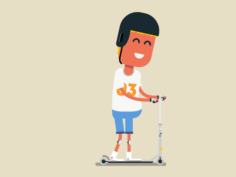 Scooting along 2d animation boy character child scooter vector