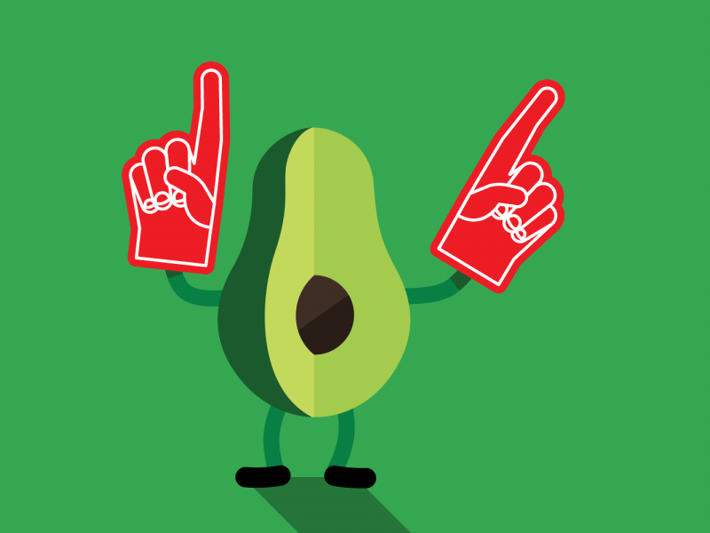 Guac life 2d animation avocado gif loop sport support vector