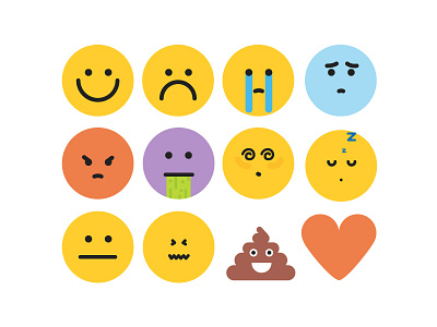Emojis 2d angry flat emoji happy sad shit sick sleepy tired