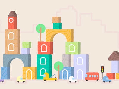 Block City block blocks cars children environment illustration illustrator play texture toys