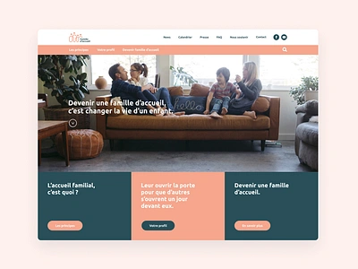 "Famille d'accueil" Website for foster family branding cards child family figma foster foster care foster kids header navigation persona principes scroll ui ux website