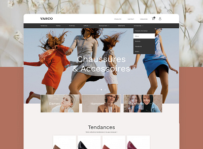 Vasco E-Shop - Homepage basket ecommerce eshop homepage navigation navigation bar shoes trend