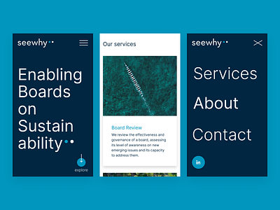 Seewhy 🔵 ⚫️ Mobile first branding cards figma headline hero menu menuopen mobile mobilenavigation navigation ui website