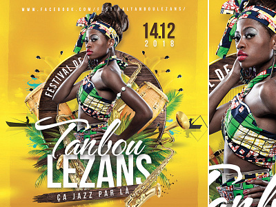 Tanbou Lezans' festival poster attraction caribbean culture dance drum festival france island jazz martinique musicians poster