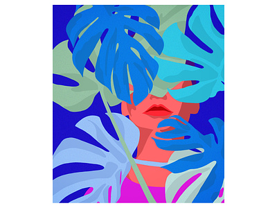 Digital Illustration colors digital humans illustration light patterns plants shadows texture tropical woman