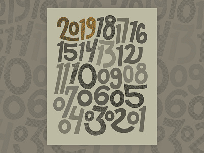 2019 countdown hand drawn new year numbers