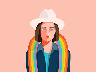 Pride Portrait for Adobe adobe adobe illustrator gay hat lesbian lgbt lgbtq pride pride2019 rainbow stetson texas