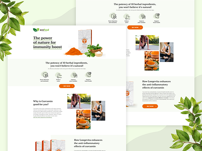 Landing page "ecofood " clean curcumin eco ecofood green health herbal landing page natural natural ingredient turmeric web website