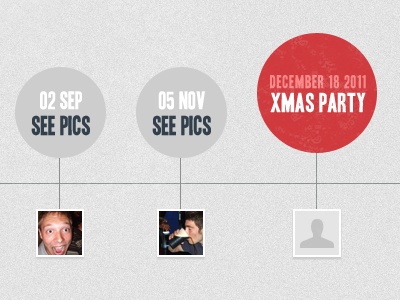 Events timeline calendar dates grey red thumbnail timeline