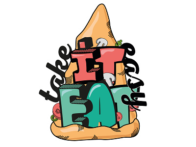 Logo, pizza, illustration, eat дизайн иллюстрация логотип
