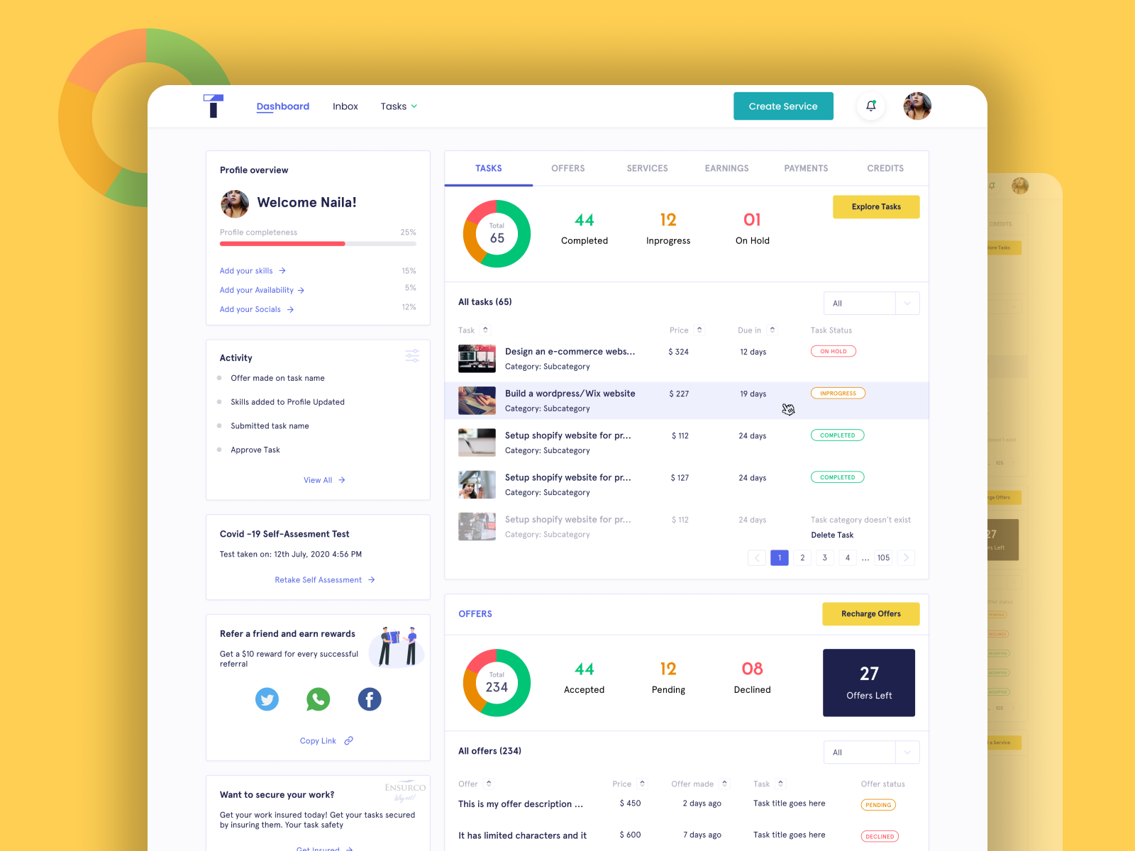 Freelancer Dashboard by Naila Ali on Dribbble