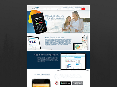 Telcare Product Page homepage product page site software telcare website