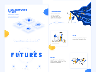 Illustrations for NAGA ai art blue character character design characters cryptocurrency digital art figma figma design icons icons pack icons set illustration illustrator uiux vectors web web design yellow