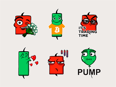 Stickers for Nominex character character design characters crypto cryptocurrency design digital art emotion emotional design emotions funny green illustration laughing red