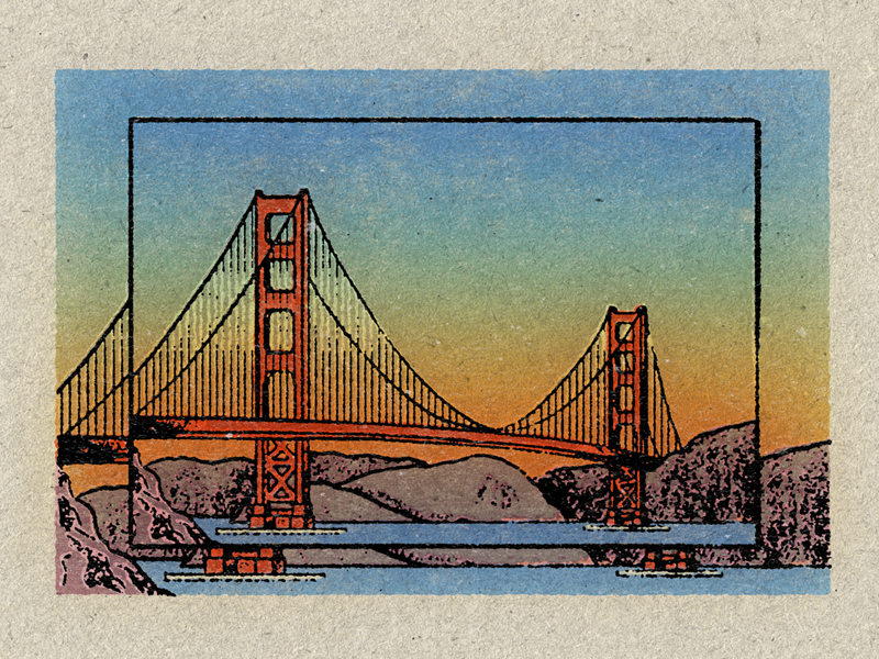 Golden Gate Bridge sanfrancisco noise illustration texture gradient