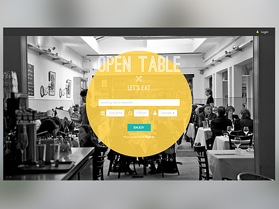 Open Table Homepage Concept creative form interface type ui ux website