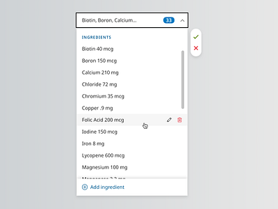 Drug Ingredient Dropdown