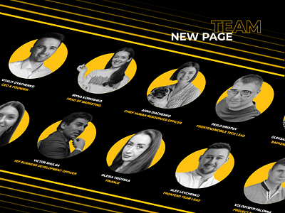 UppLabs team black branding corporate figma graphic design lines minimalistic portraits style team page web yellow