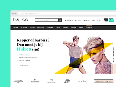 Hairco // B2B webshop for hairdressers and barbers design development drupal ecommerce front end responsive sketch ui ux ux ui web webshop website