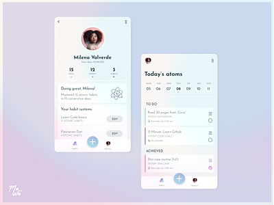 User Profile for Atomic Habits Inspired App app de design gradient graphic design habits low contrast mobile pastel pink simpleui ui ux vector