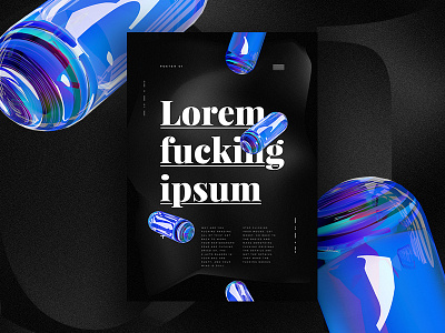 Poster 01"Lorem fucking ipsum" 3d black cinema4d digitalart fun illustration learning poster print tutorial typo typography