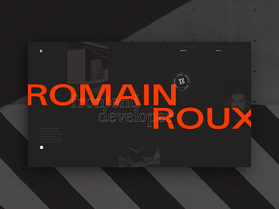 Romain #2 — Portfolio concept black and red concept dark developer font frontend fullscreen grid landing minimal personal branding portfolio typography