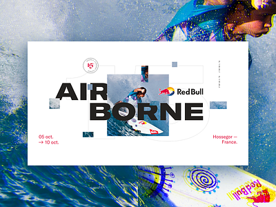 Red Bull Airborne branding colors concept design flat fullscreen glitch grid lyon minimal redbull surf typo typography ui ux vector webdesign