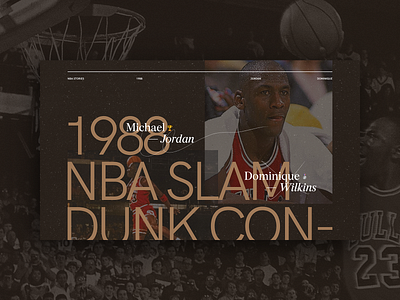 1988 NBA Slam Dunk Contest basket basketball concept dark design dunk fullscreen grid jordan landing page landing page concept minimal nba nique sans serif serif sport typogaphy ui webdesign