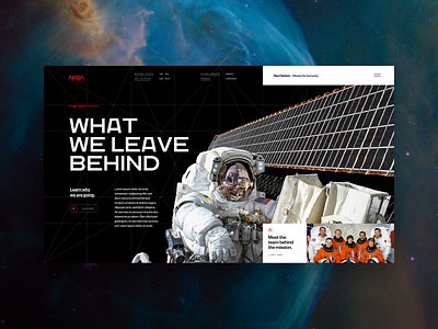 What We Leave Behind branding concept dark flat fullscreen grid logo minimal nasa space spaceship tech technology travel typography ui vector webdesign