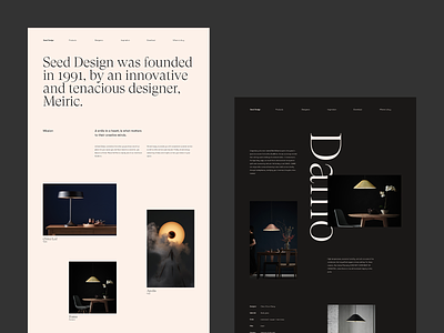Seed. brand branding concept dark decoration grid interior design lights minimal serif sketch typography ui ux vector web webdesign website