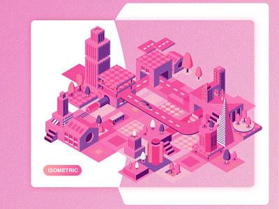 Iosmetric city 2.5d illustrator iosmetric pink city