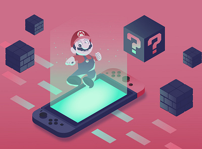 Mario and Nintendo Switch gaming illustraion mario nintendo