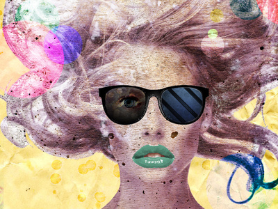 Artwork - Digital Collage artwork bubbles collage colorful art colorful design hair lips patchwork sunglasses