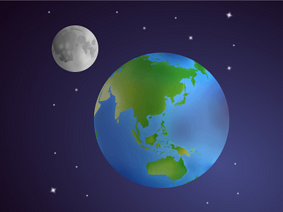 Earth and Moon astronomy cartoon design drawing earth goodvibes hand drawn illustration ipadpro moon space star starlight vector