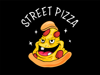 Street Pizza affinity artwork cartoon cartoon character character delicious design drawing hand drawn illustration ipadpro logo mascot merchandise pizza procreate street food tasty tshirt vector