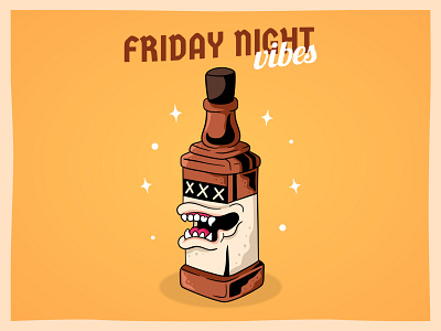 Friday Night Vibes alcohol artwork cartoon cartoon character character design drawing drunk friday night graphic design hand drawn illustration ipadpro liquor logo mascot vector