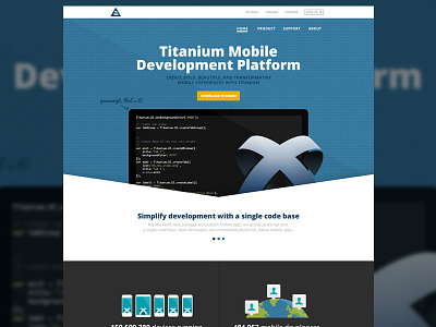 Titanium Homepage app blue developer development platform flat illustration marketing page mobile platform titanium