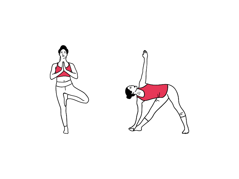 A person doing tree position in yoga. line art and simple. black and white  vector on Craiyon
