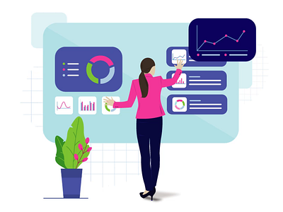 Digital Financial Reports animation board character design digital financial graph illustration movement ui ux vector woman