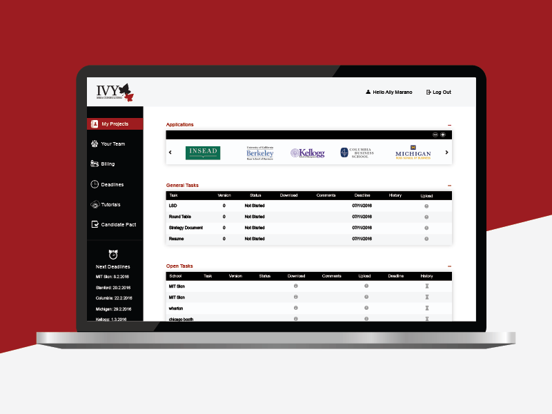 Ivy Clients Internal System simple website mba studies student icon system design web design vector ux ui