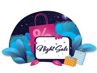 Night Sale app design flat illustration night night sale sale shopping ui ux vector