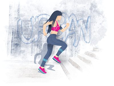 Urban Running character design flat girl illustration ipad pro procreate app running sport urban woman