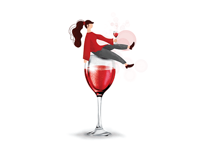 Wine Girl Illustration