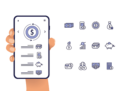 Finance - line icons app design finance icon set icons illustration money ui vector